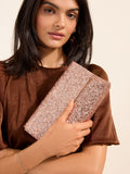 Friends Like These Rose Gold Glitter Small Foldover Clutch Bag