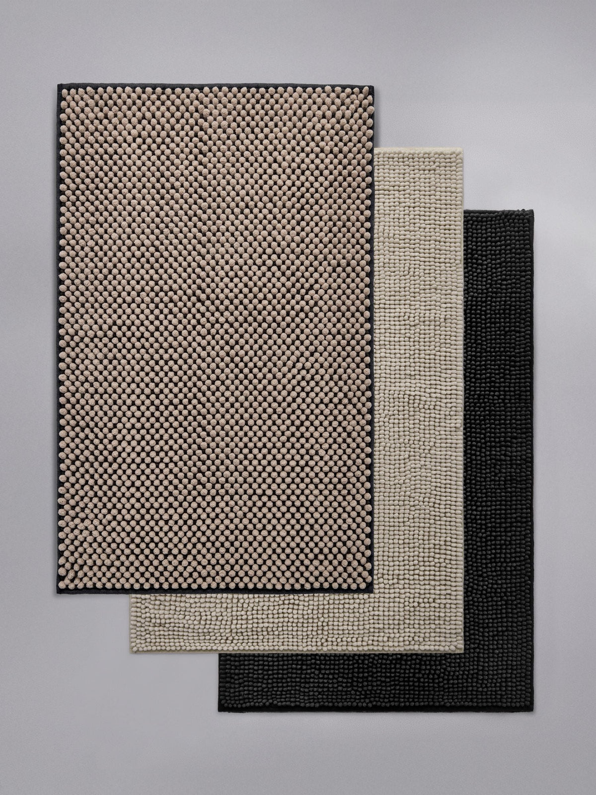 Bobble bath mat set 3 pack black and natural, UK version