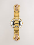 Gold-tone watch with taupe weave PU strap - UK version