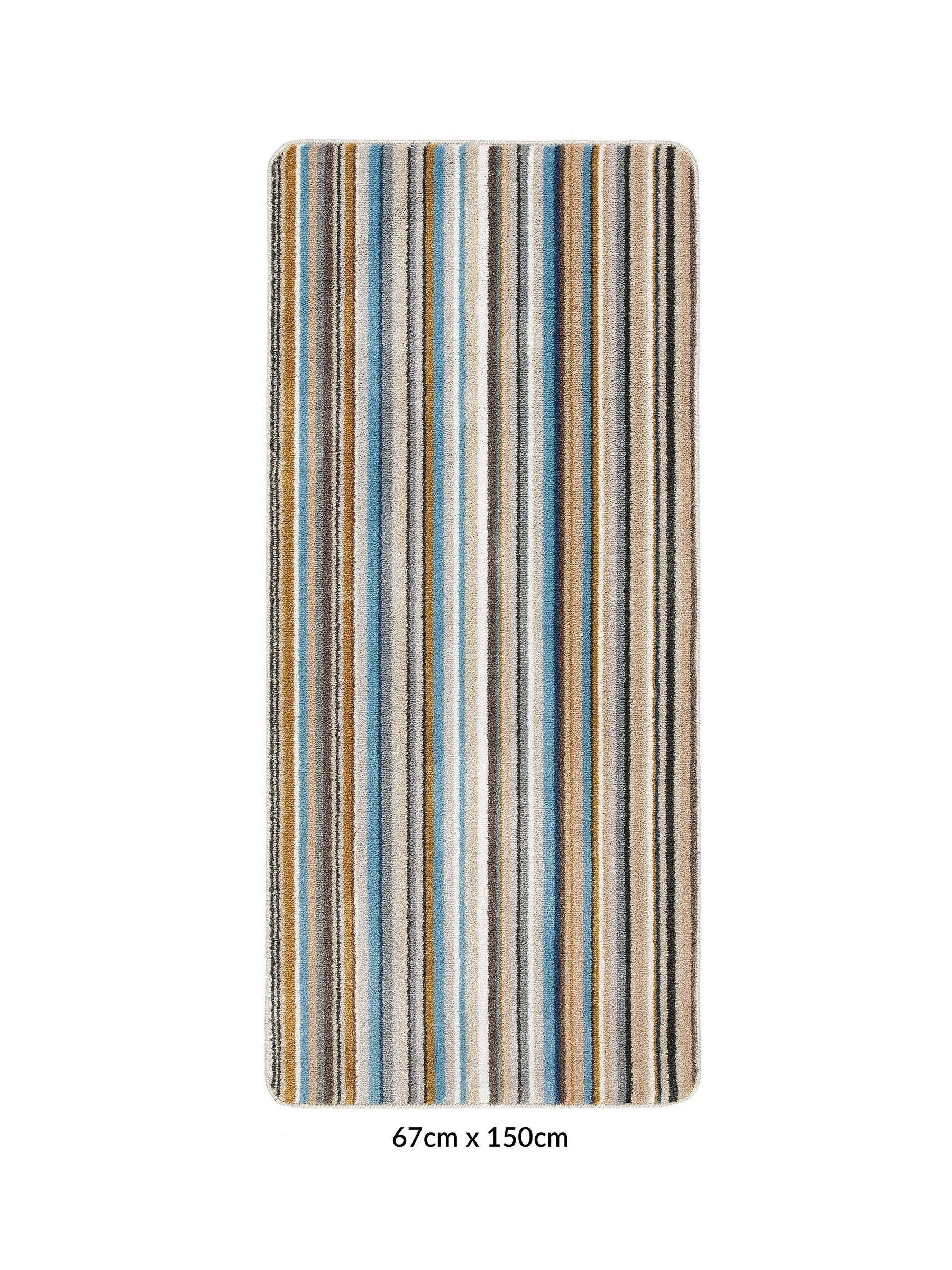 My Mat Candy Multi Natural Stripe doormat, imported from the UK