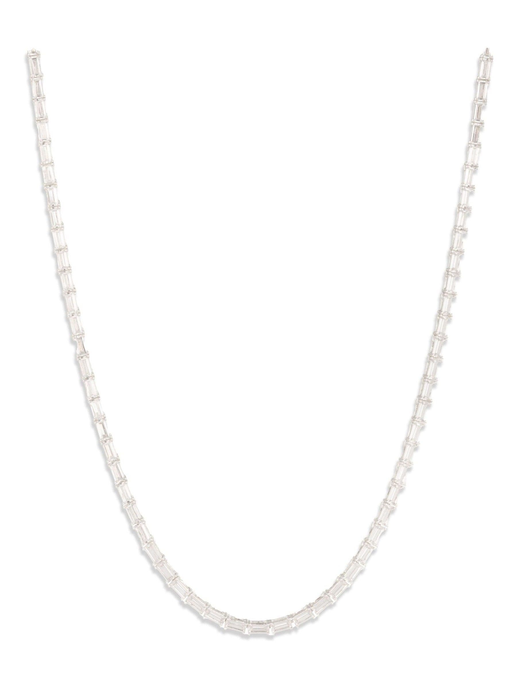 Lauren Ralph Lauren silver tone crystal baguette necklace 17 inch, UK version