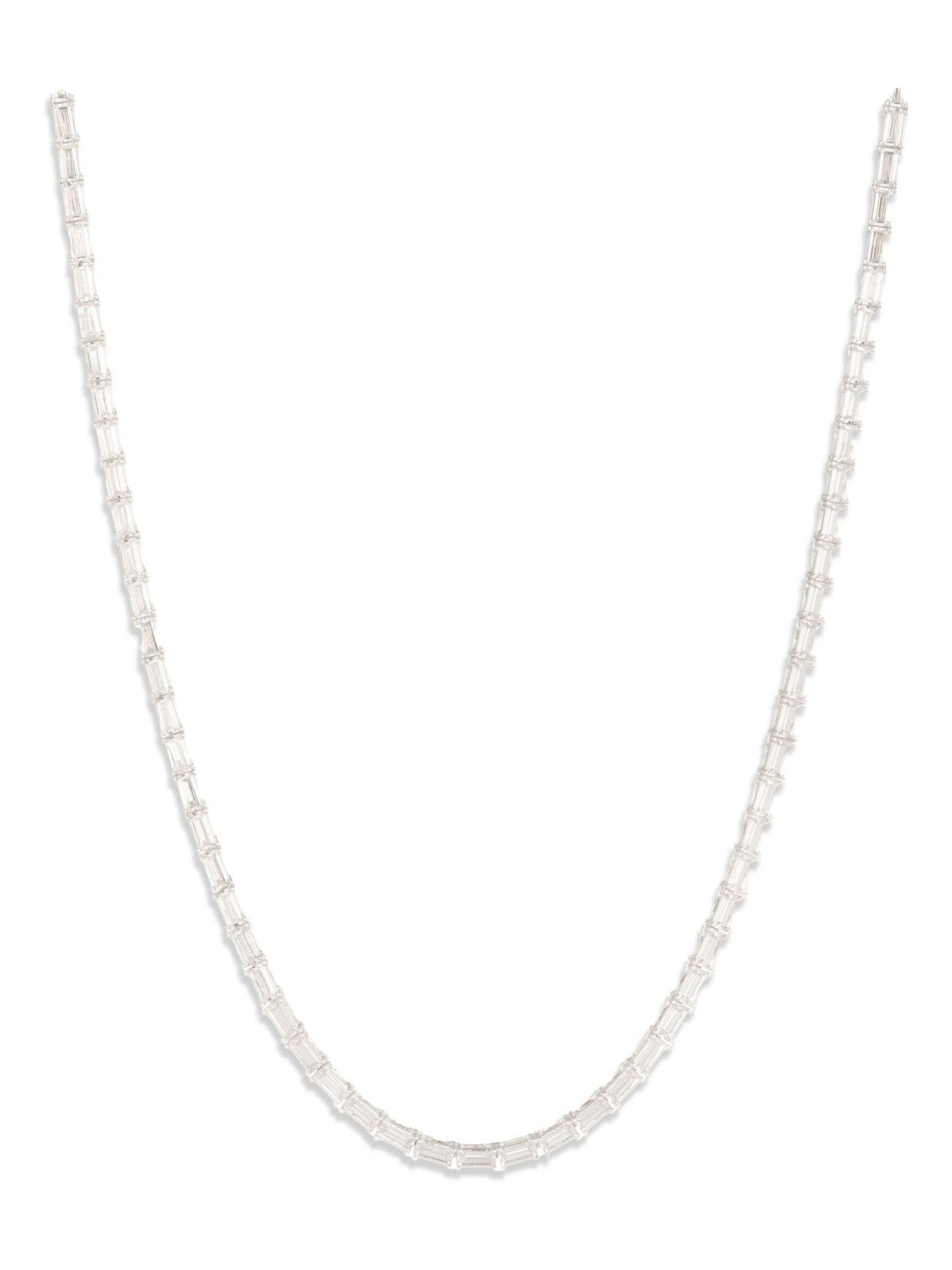 Lauren Ralph Lauren silver tone crystal baguette necklace 17 inch, UK version