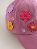 Mauve purple 3D flower cap for children - British product