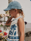 children's blue scarf back cap 3-16 years, imported from the UK
