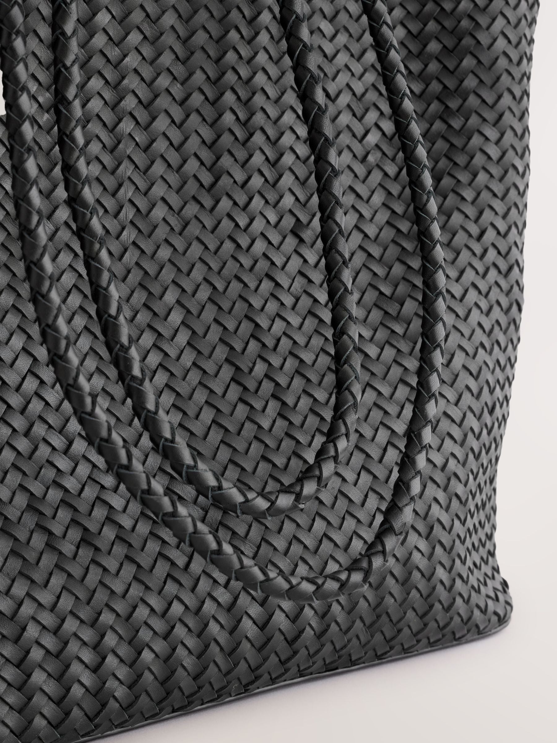 Black N. premium leather weave shoulder bag, imported from the UK