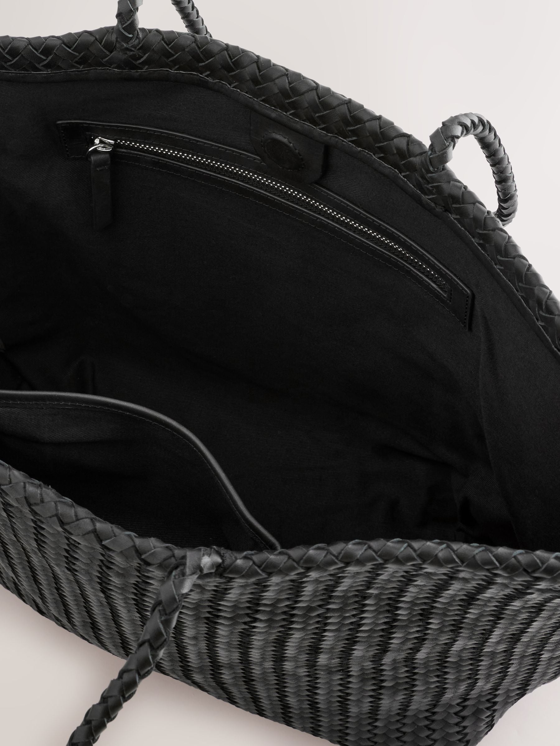 Black N. premium leather weave shoulder bag, imported from the UK