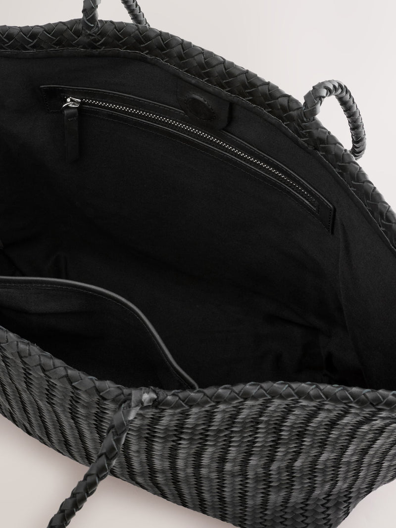 Black N. premium leather weave shoulder bag, imported from the UK