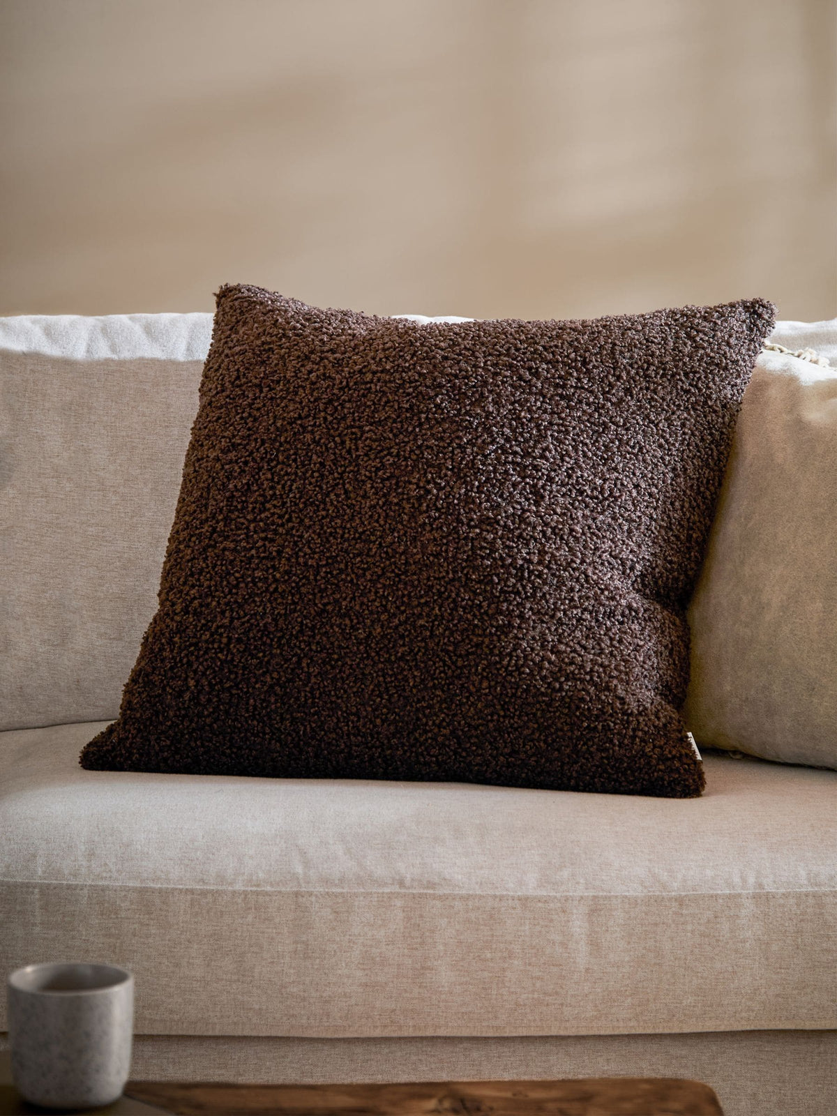 Yard Chocolate Brown Cabu Chunky Boucle Cushion