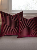 Paoletti burgundy evoke cut velvet cushion 55cm, imported from the UK