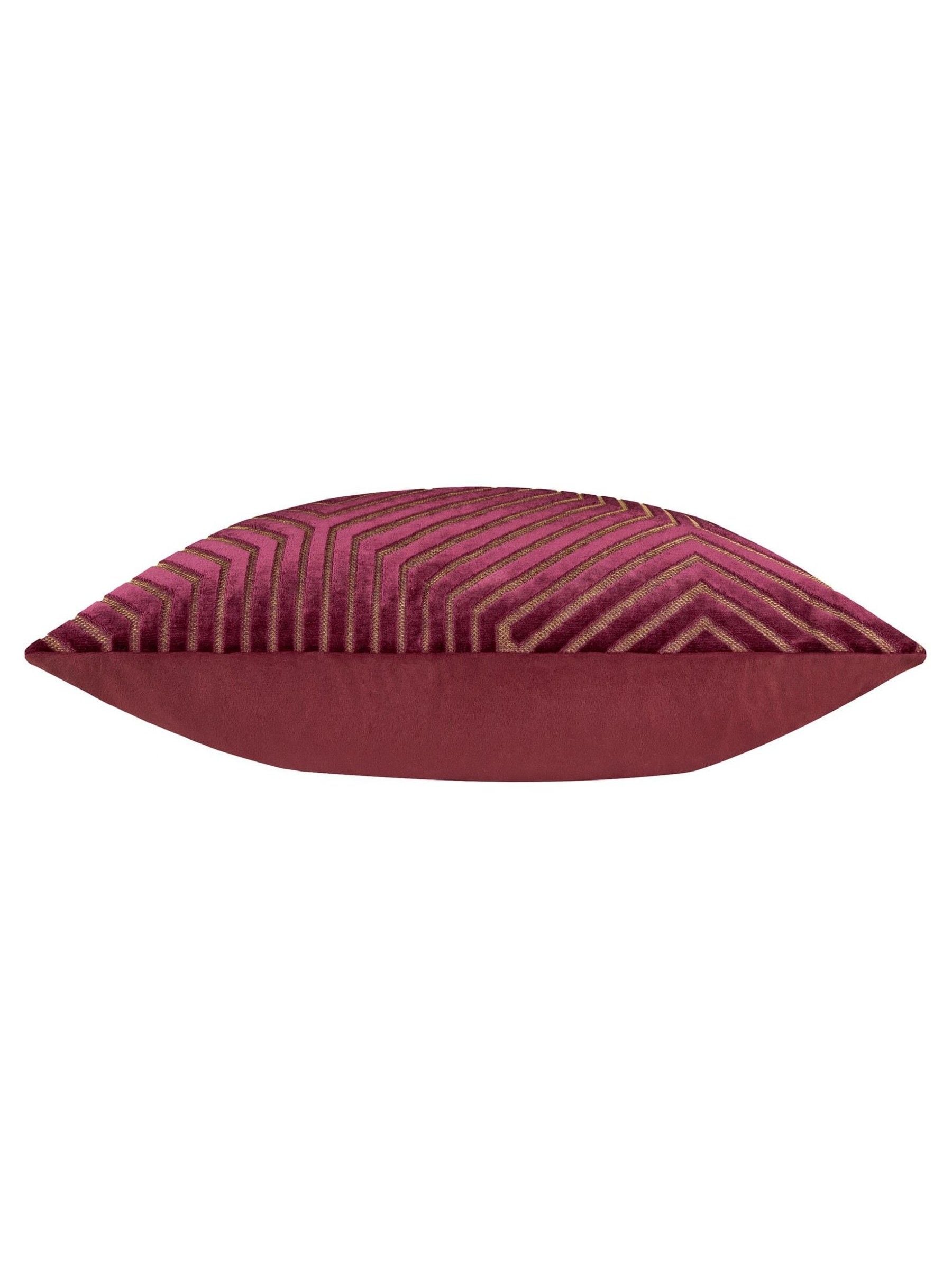 Paoletti burgundy evoke cut velvet cushion 55cm, imported from the UK