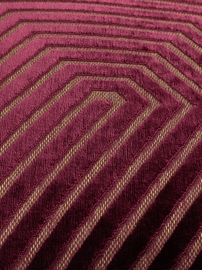Paoletti burgundy evoke cut velvet cushion 55cm, imported from the UK