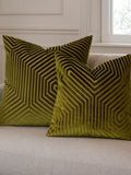 Paoletti Evoke cut velvet cushion olive 55cm (British brand)