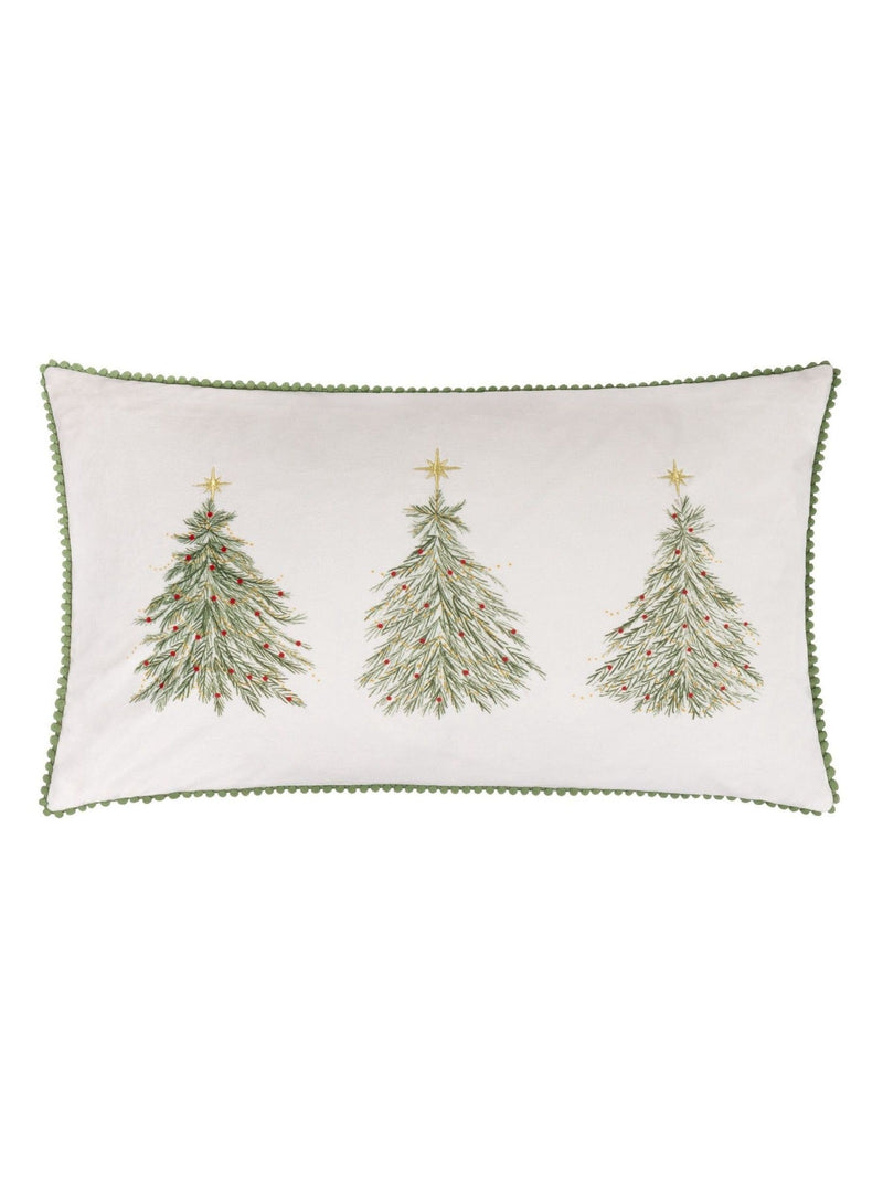 Wylder Christmas cushion with embroidered tree trio velvet, imported from the UK