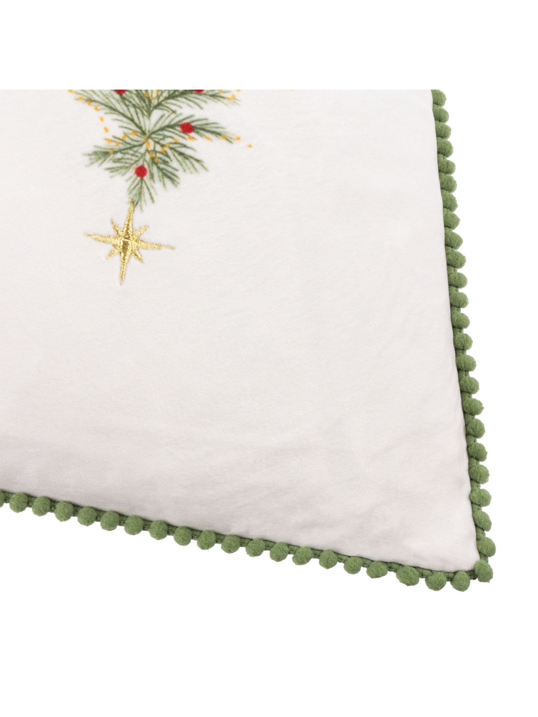 Wylder Christmas cushion with embroidered tree trio velvet, imported from the UK