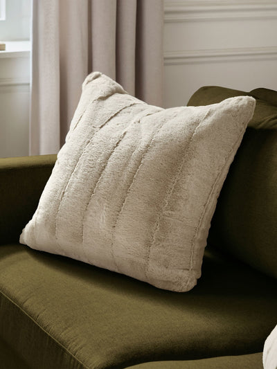 Next Paoletti Oatmeal Empress Faux Fur Cushion, 55x55cm- Buy online at McGrocer