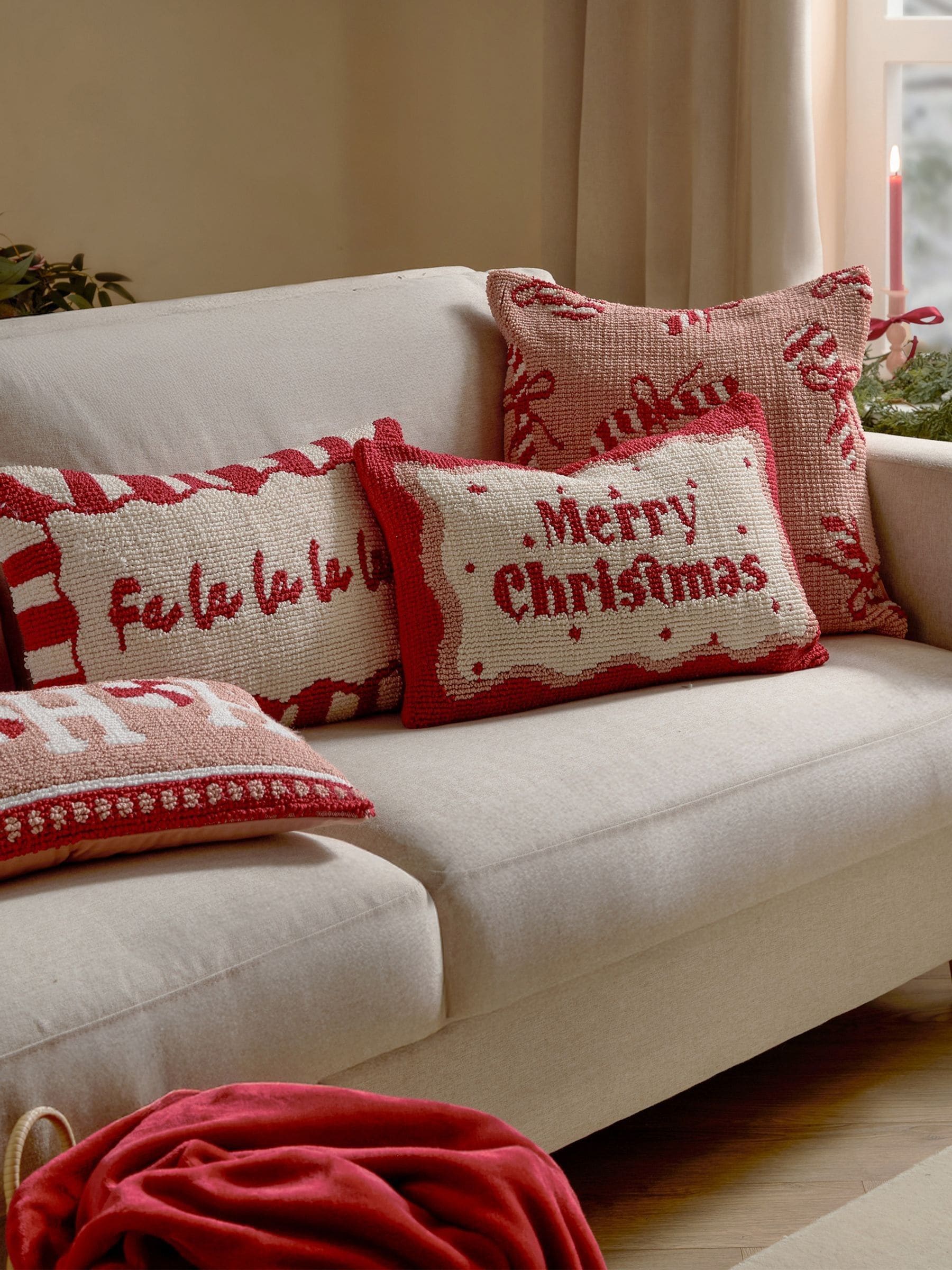 Furn Candy Merry Christmas tufted cushion, imported from the UK