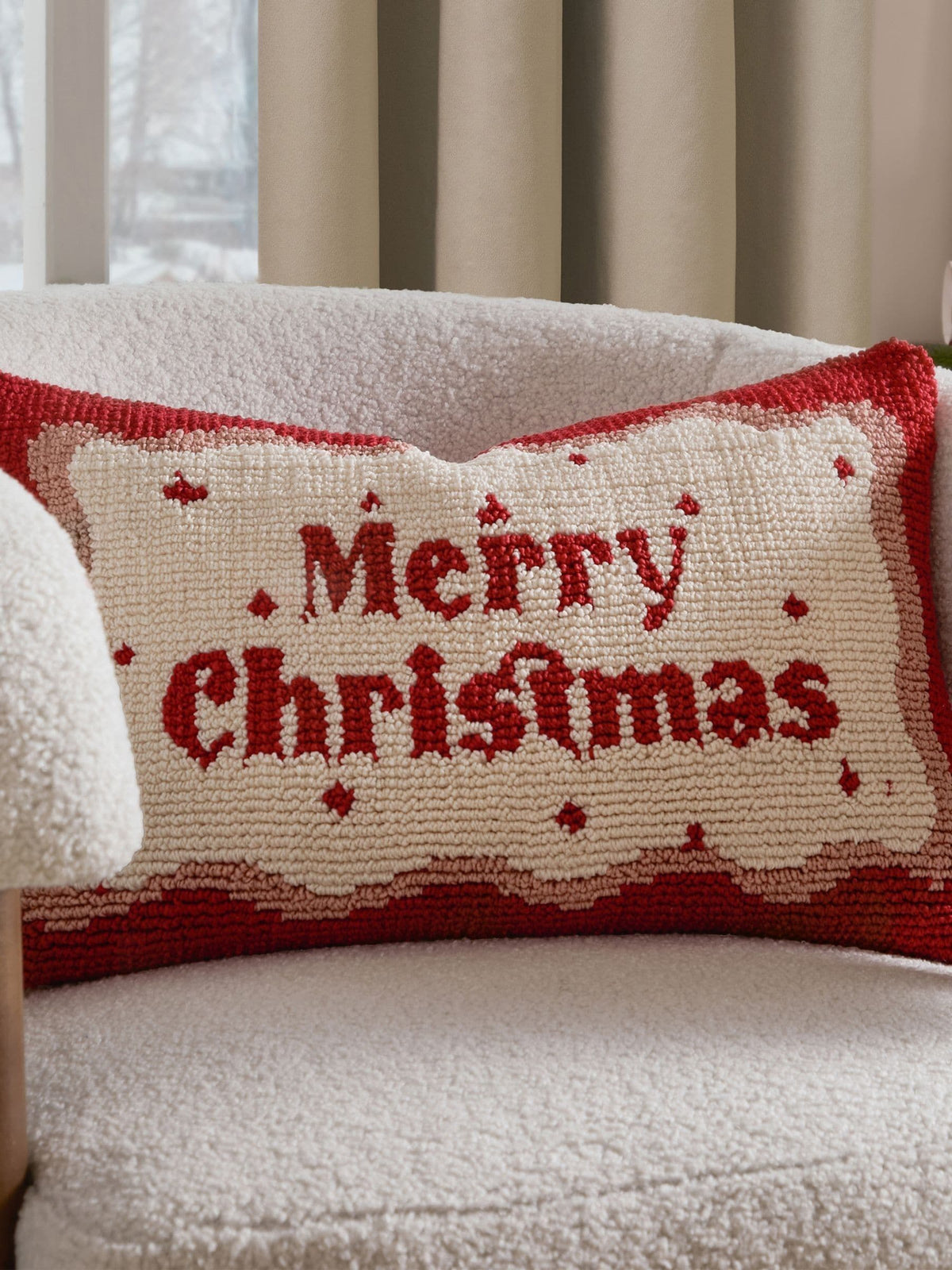 Furn Candy Merry Christmas tufted cushion, imported from the UK