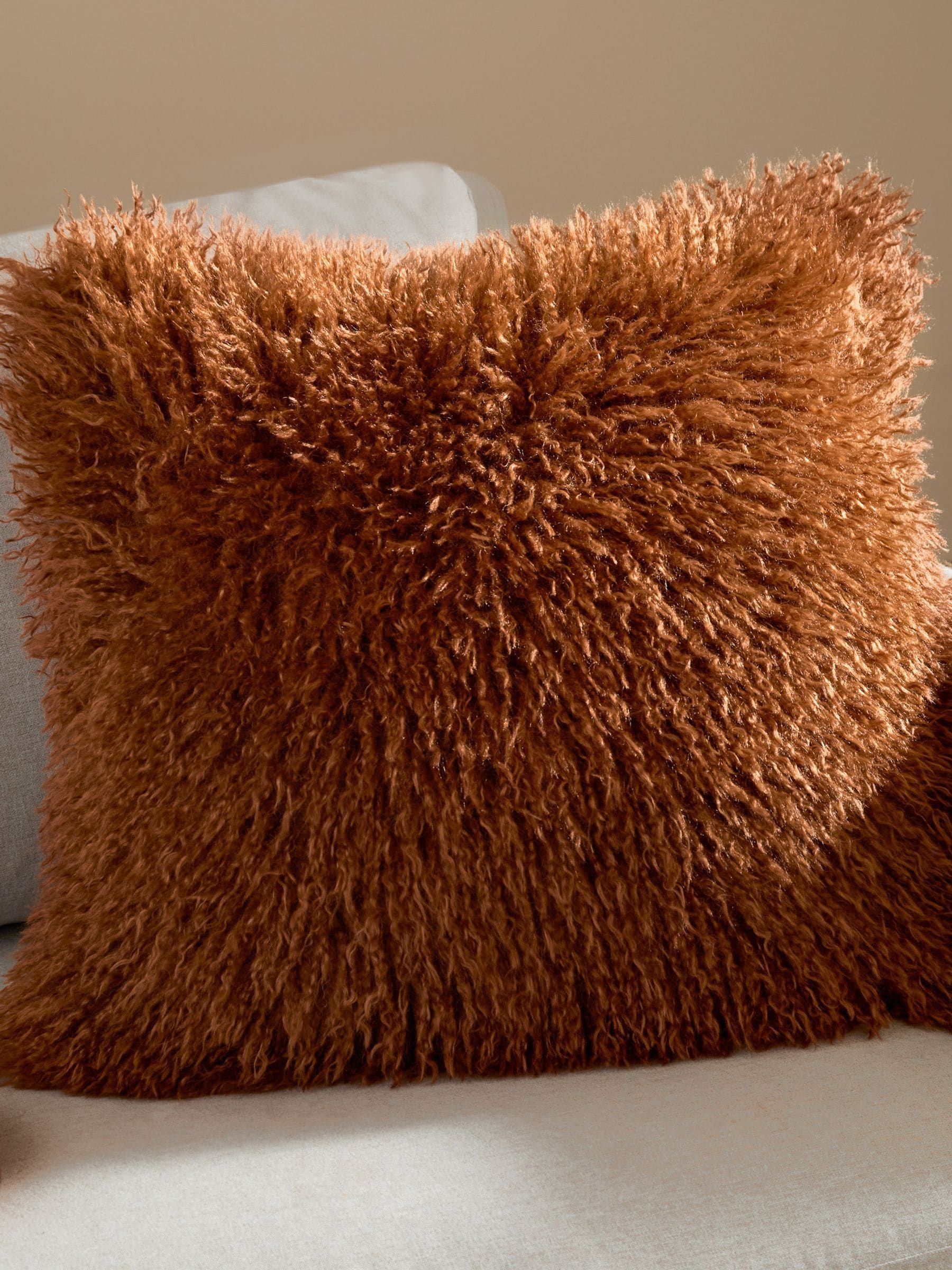 Furn Ginger Orange Rowan Faux Fur Cushion