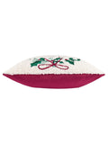 Furn multicolour Christmas holly wreath embroidered cushion (British brand)