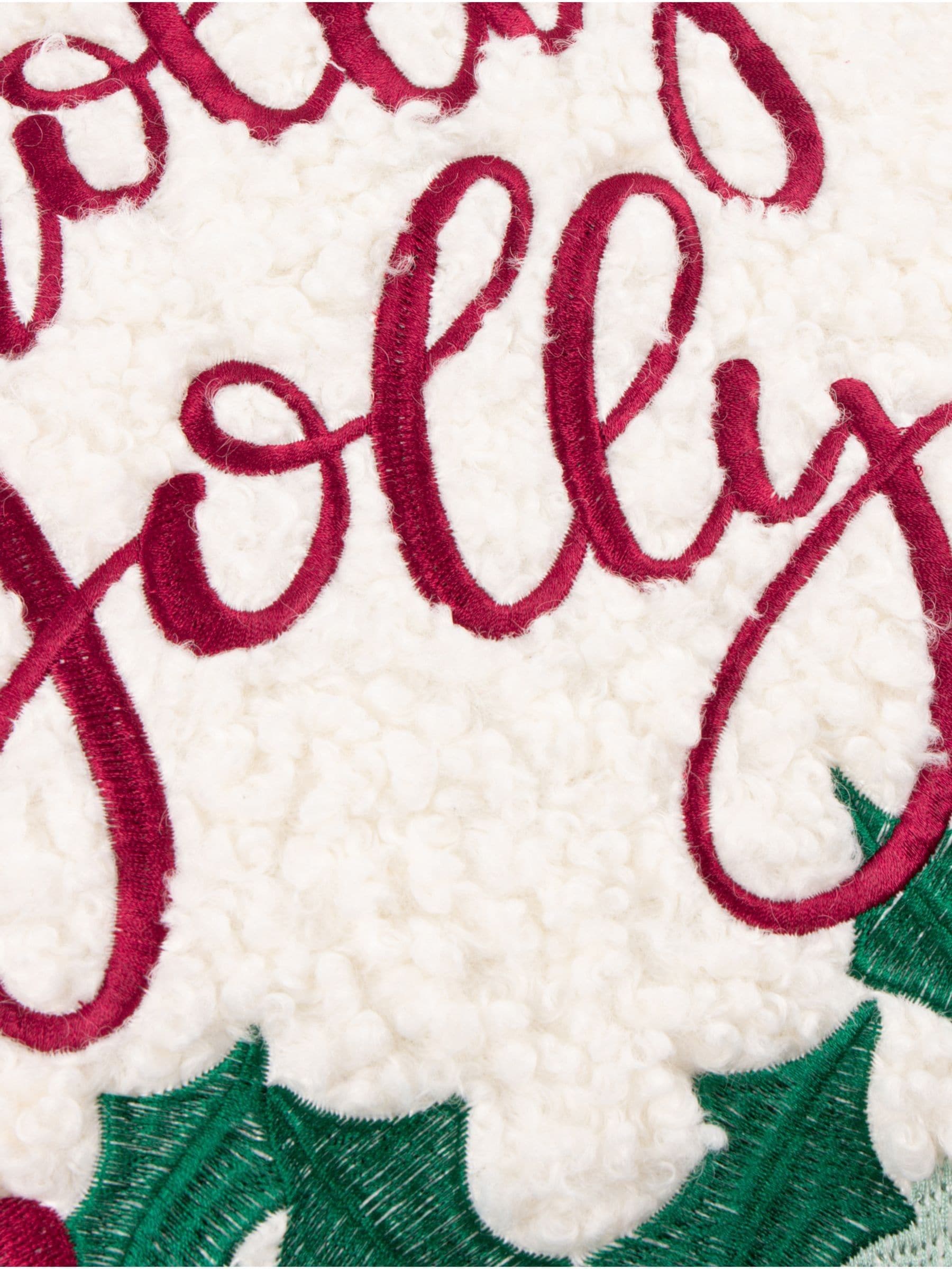 Furn multicolour Christmas holly wreath embroidered cushion (British brand)