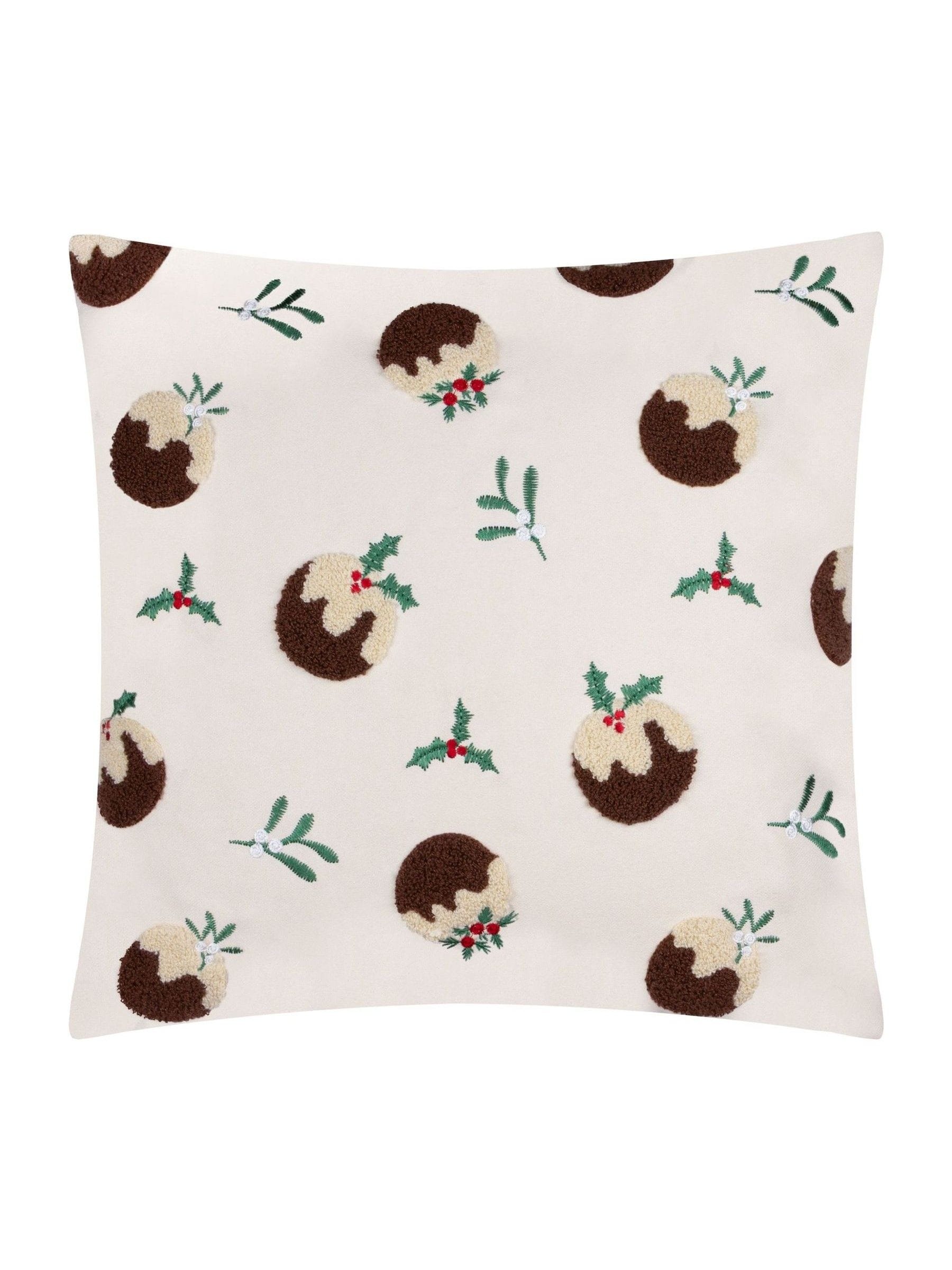 Furn multicolour Christmas pudding tufted cushion (British brand)
