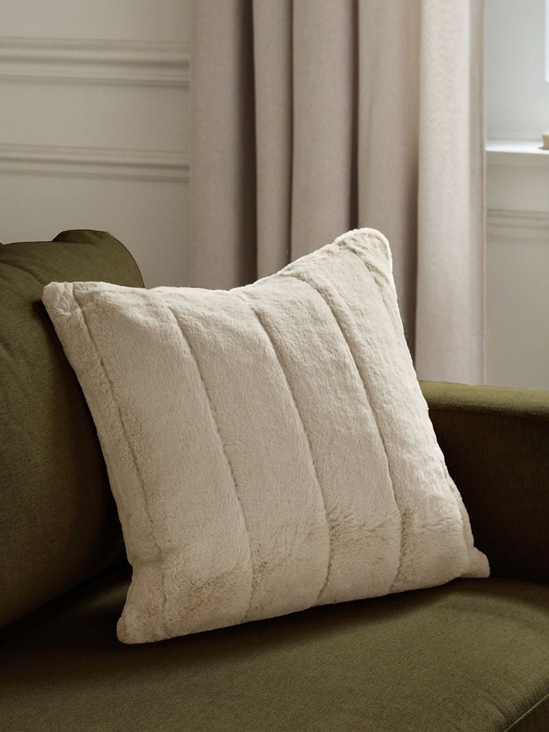 Paoletti Oatmeal Empress Faux Fur Cushion