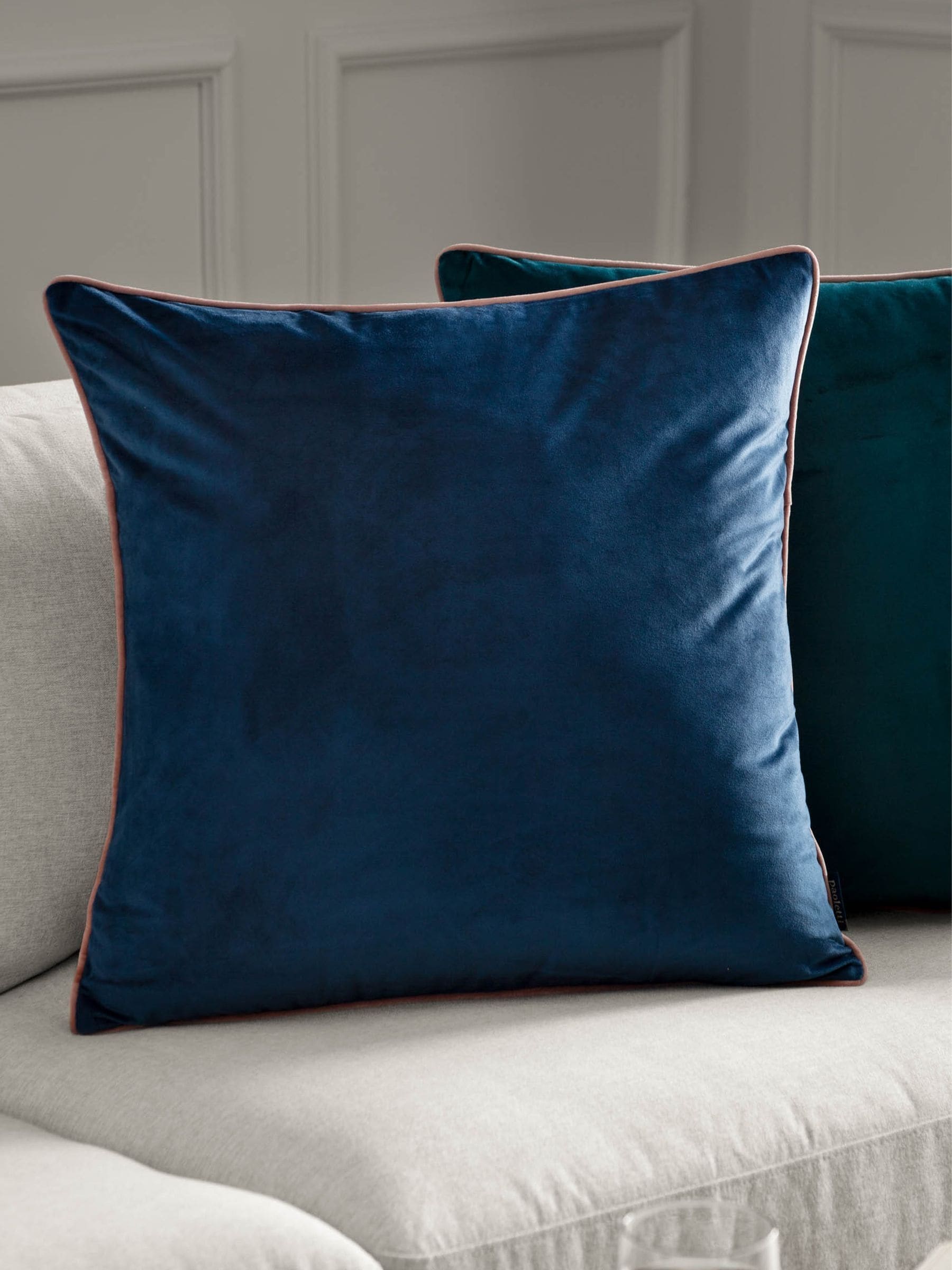 Furn Petrol/Blush Meridian Velvet 45 x 45cm Cushion