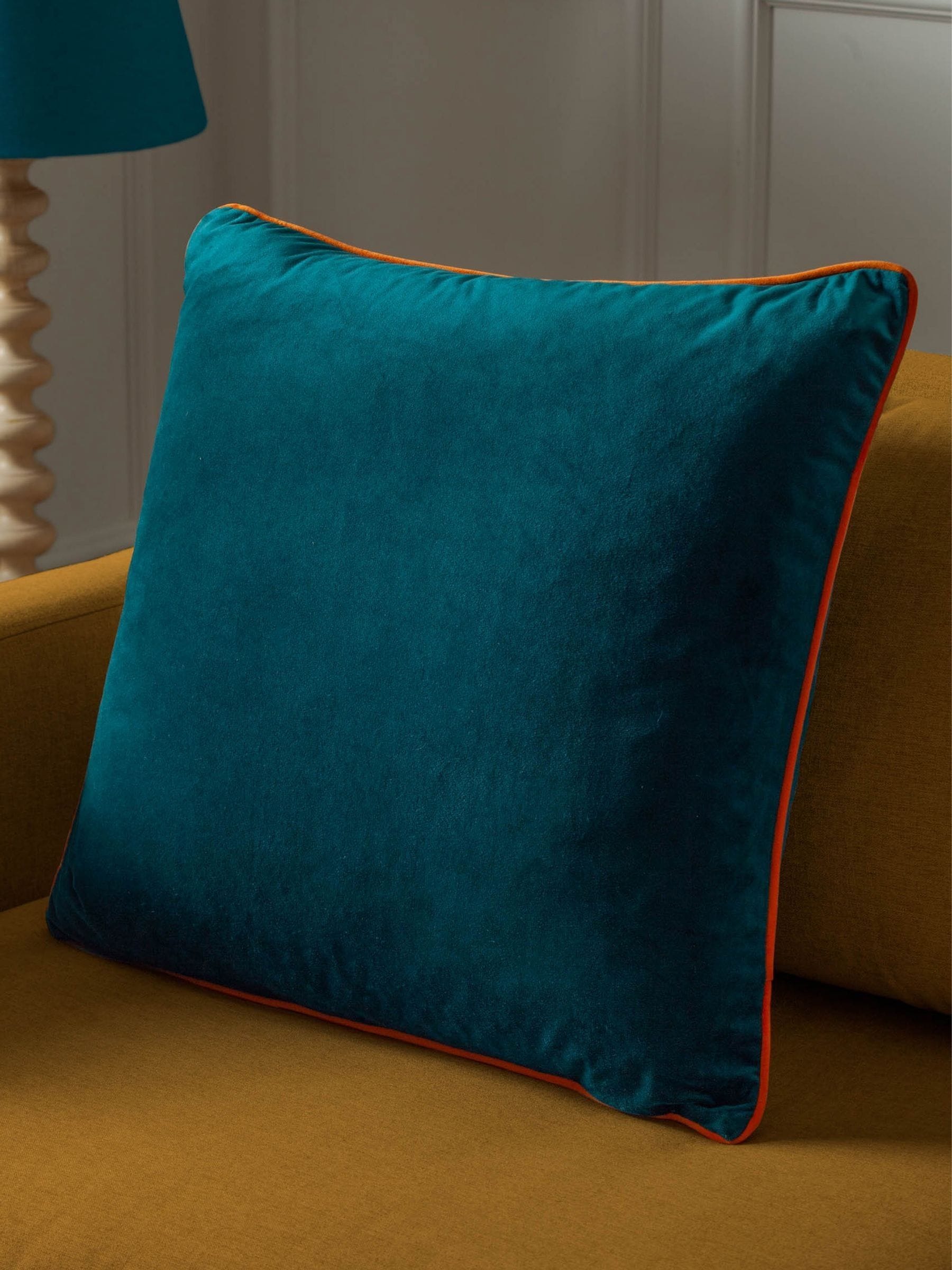 Furn Teal Tiger Meridian Velvet 45 x 45cm Cushion