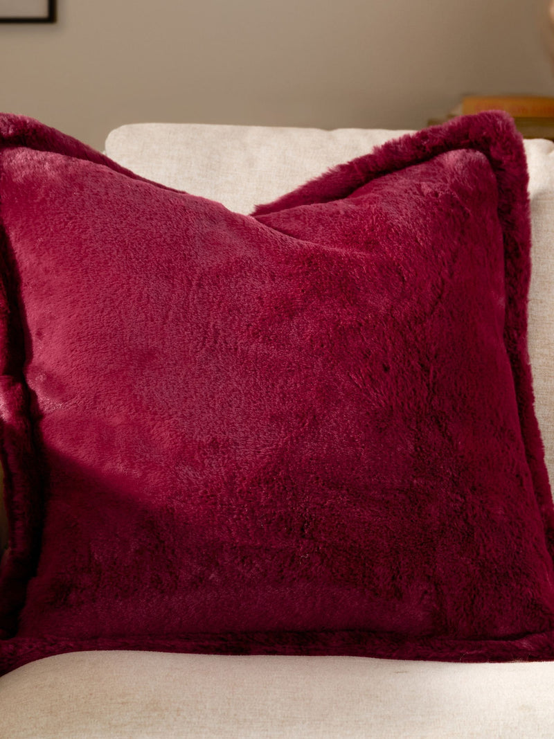 Furn Berry Red Kallu Faux Fur 45 x 45cm Cushion