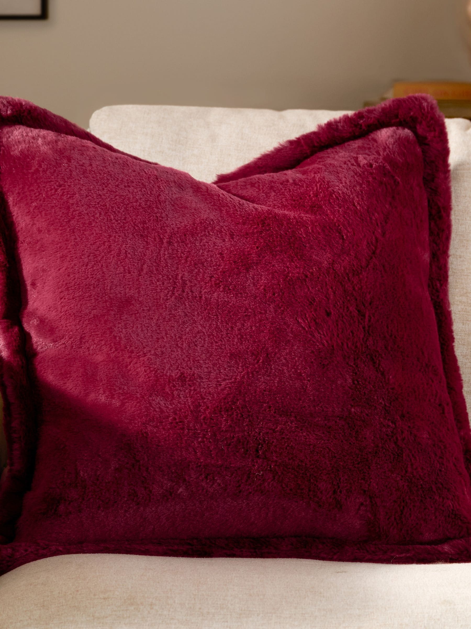 Furn Berry Red Kallu Faux Fur 45 x 45cm Cushion