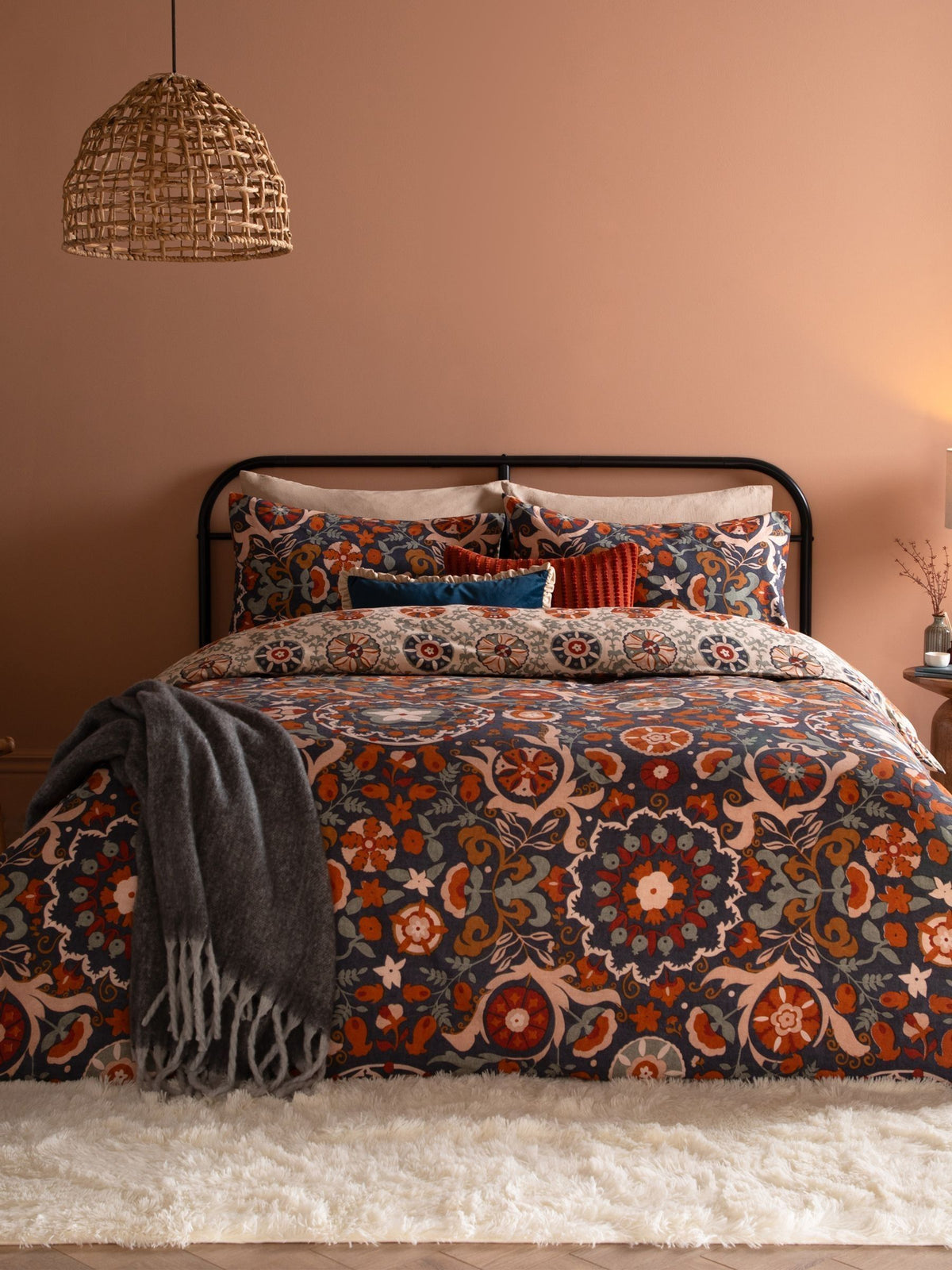 Furn denim blue Kinfolk reversible duvet cover and pillowcase set - British product