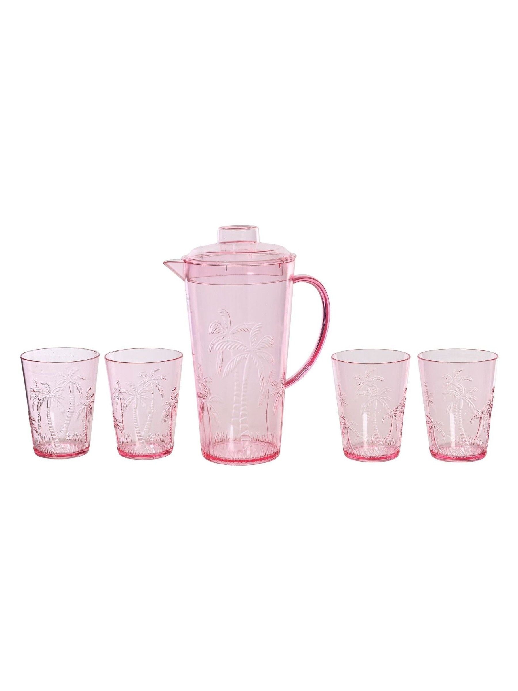 Decoris pink pitcher and glasses set plastic - British product
