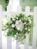 Decoris Daisy Wreath white polyester, imported from the UK