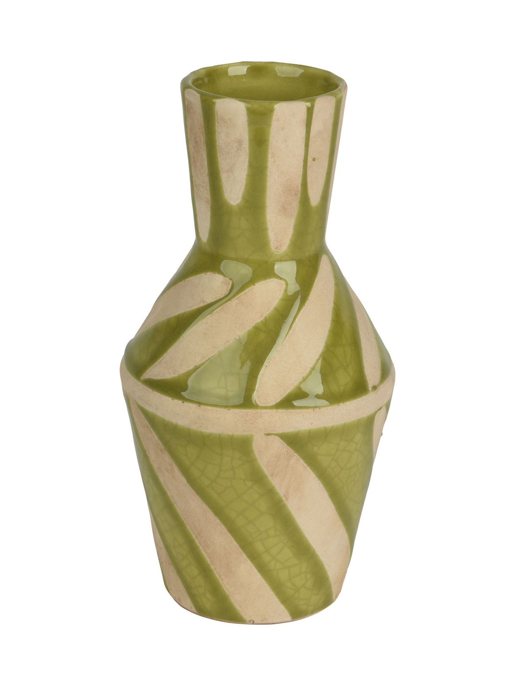Decoris handmade vase green glaze terracotta 21cm - British product
