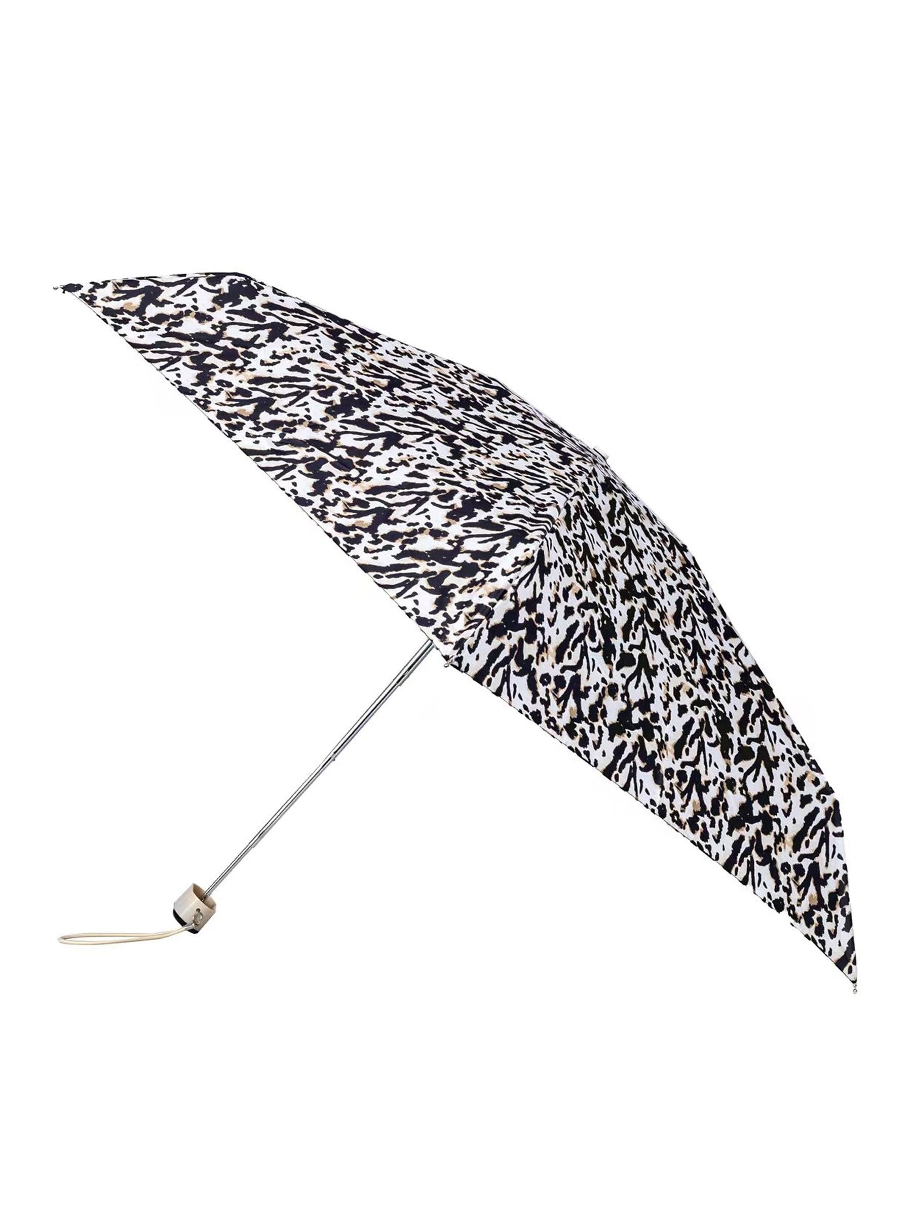 Totes compact flat umbrella clouds print brown (British brand)