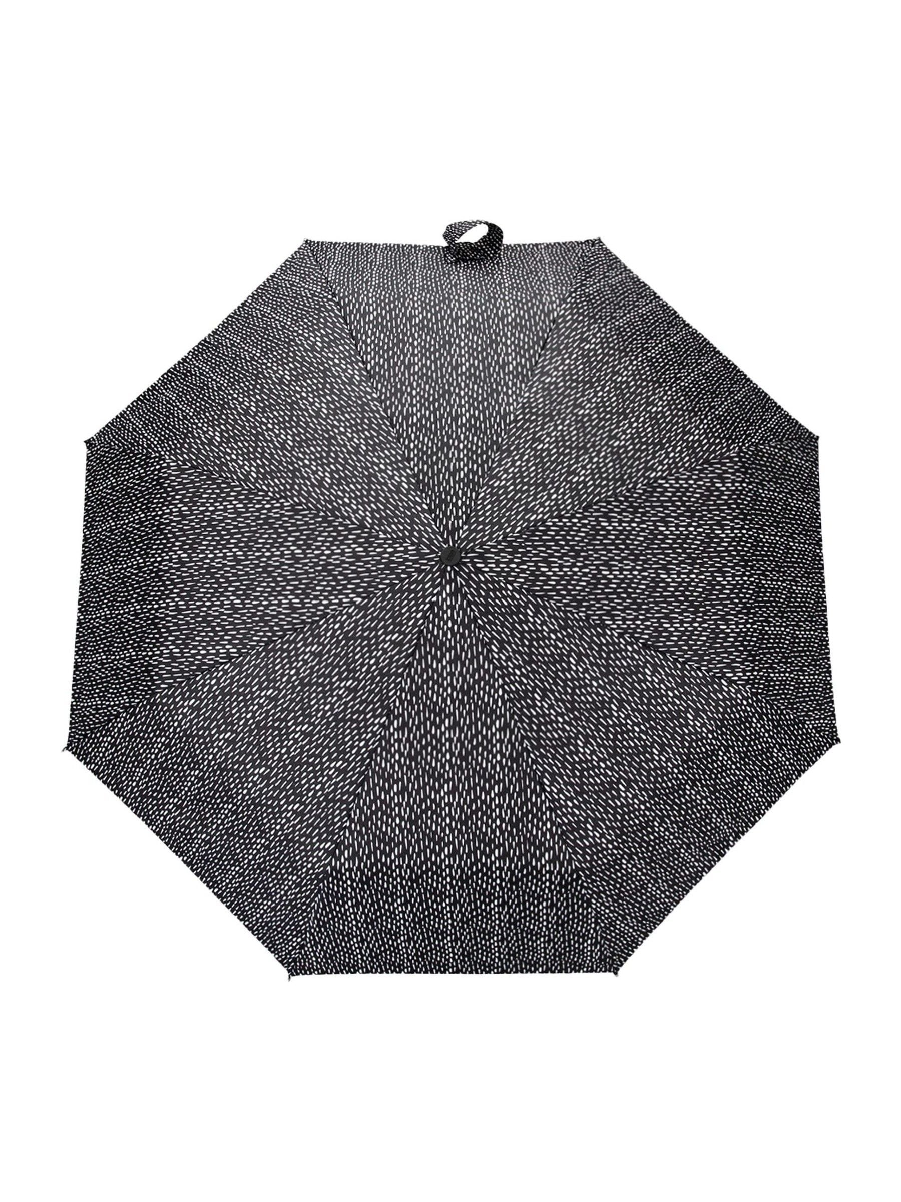 Totes Xtra Strong auto open close umbrella black white drops print - British product