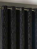 Paoletti grey Manhattan velvet eyelet curtains, imported from the UK