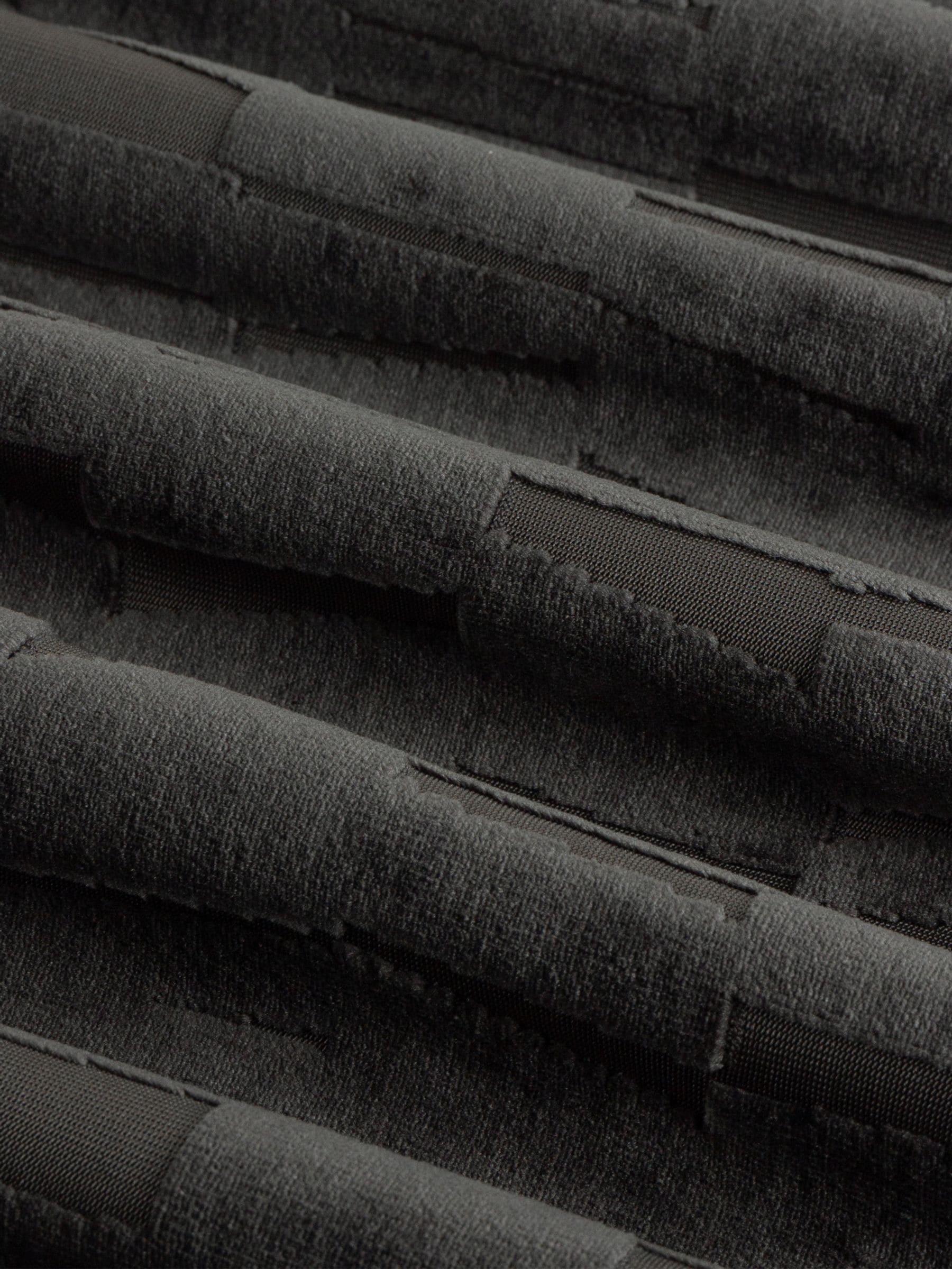 Paoletti grey Manhattan velvet eyelet curtains, imported from the UK