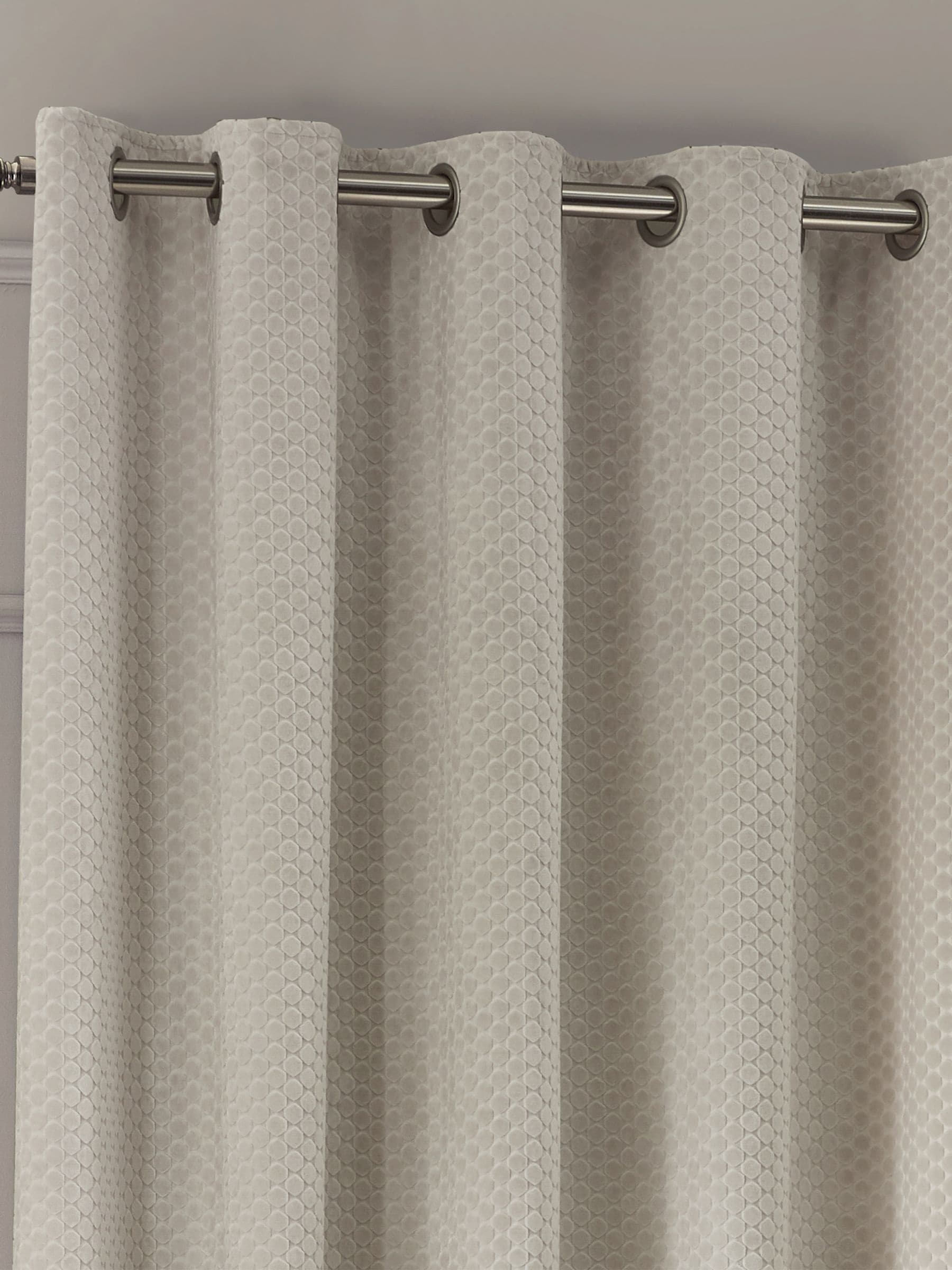 Paoletti Ivory Neptune Fully Lined Velvet Eyelet Curtains
