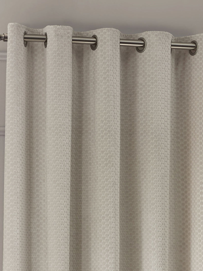 Paoletti Ivory Neptune Fully Lined Velvet Eyelet Curtains