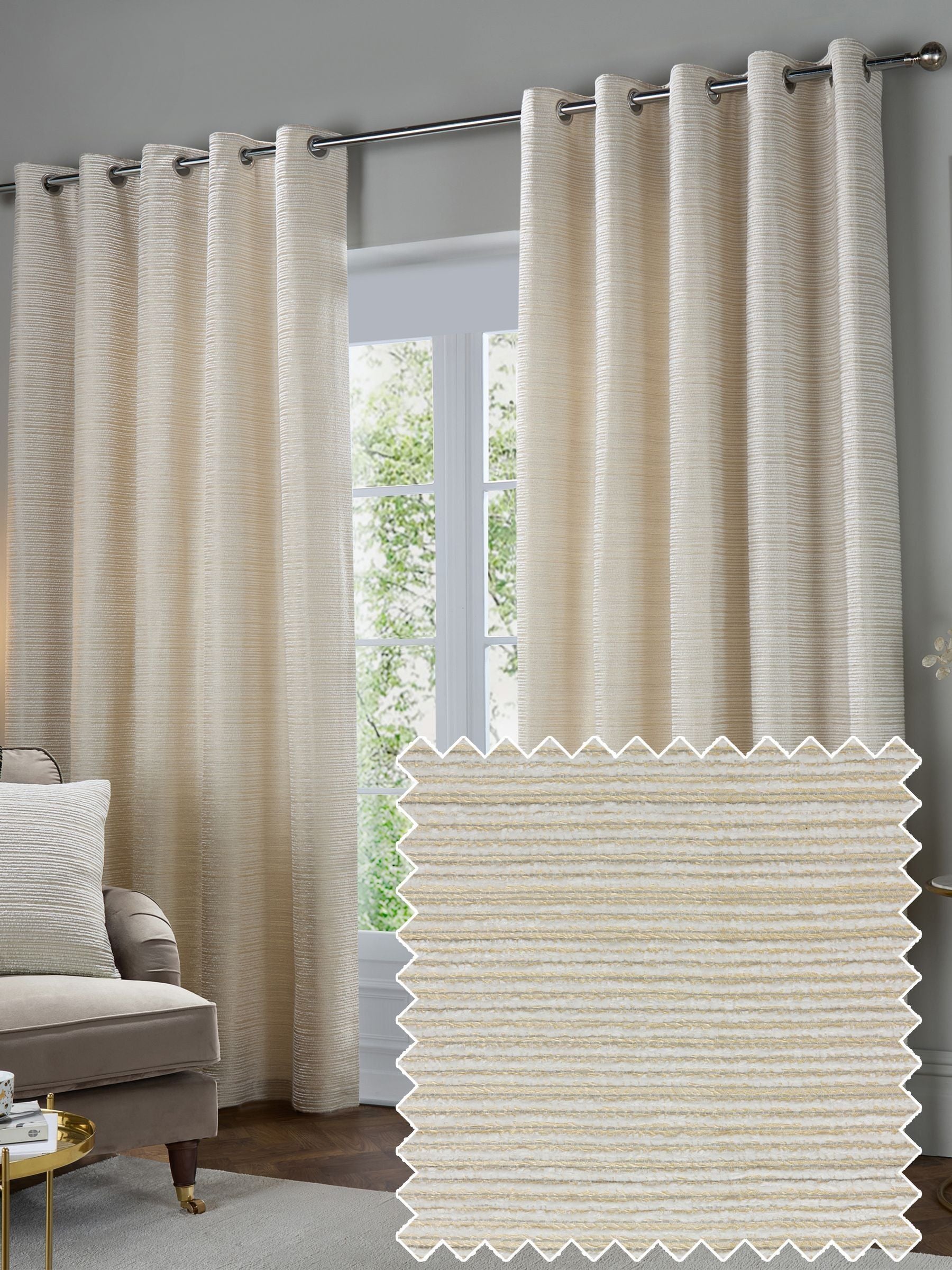 Paoletti Jupiter chenille jacquard eyelet curtains - British product