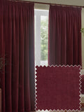 Yard Beetroot Red velvet chenille curtains, UK version