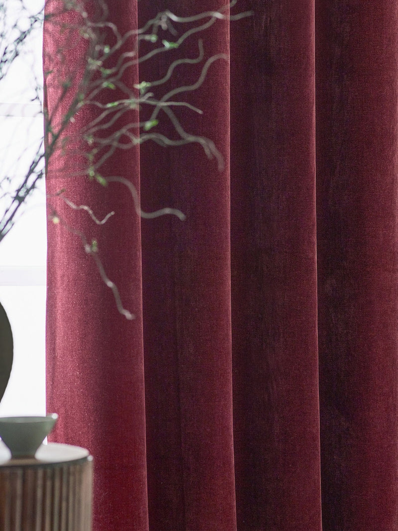Yard Beetroot Red velvet chenille curtains, UK version