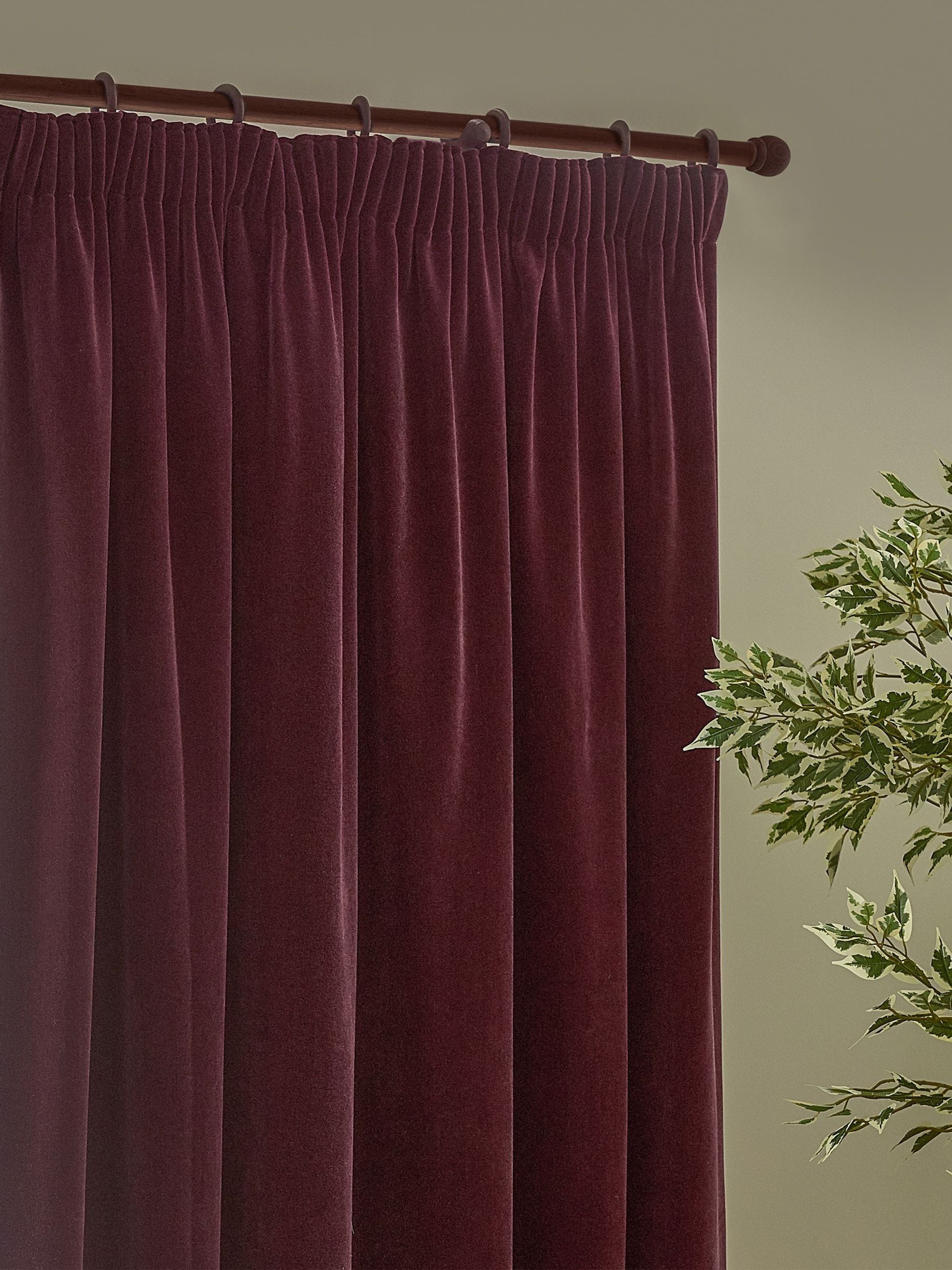 Yard Beetroot Red velvet chenille curtains, UK version