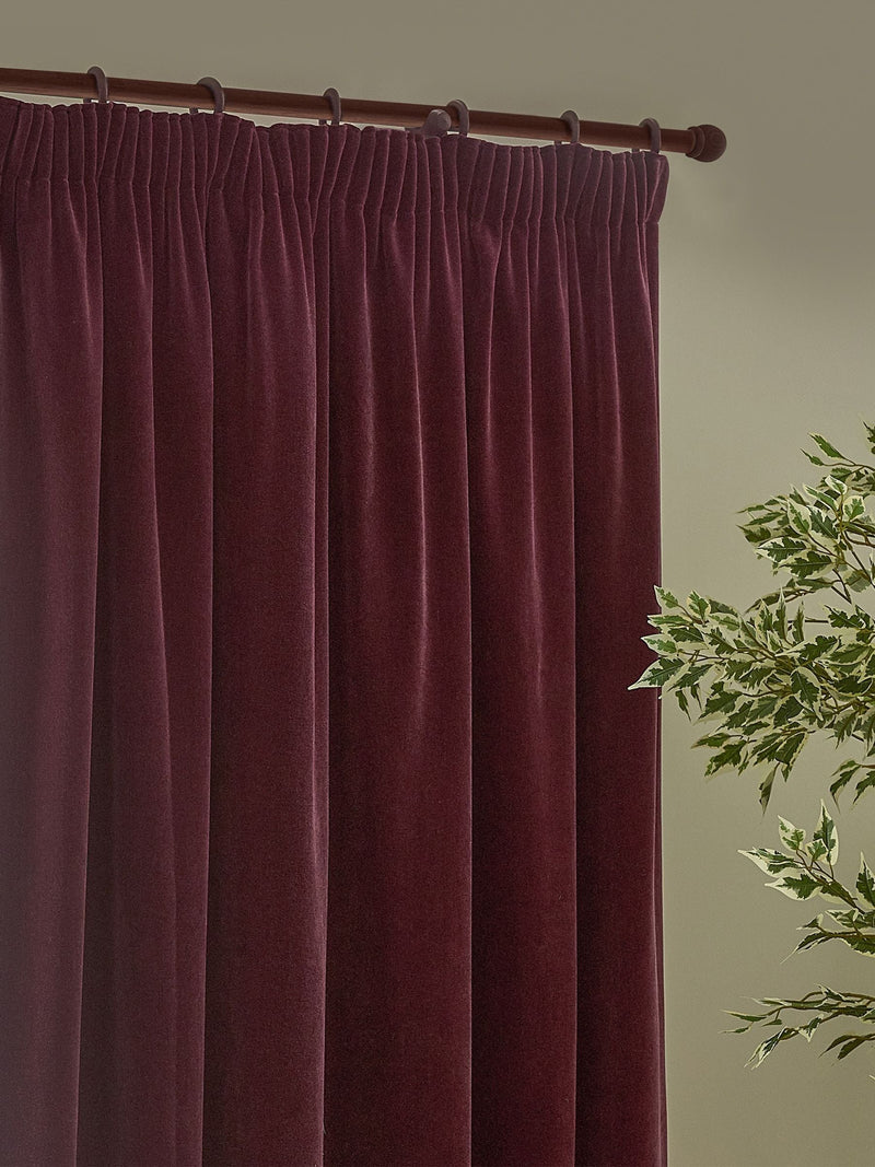 Yard Beetroot Red velvet chenille curtains, UK version