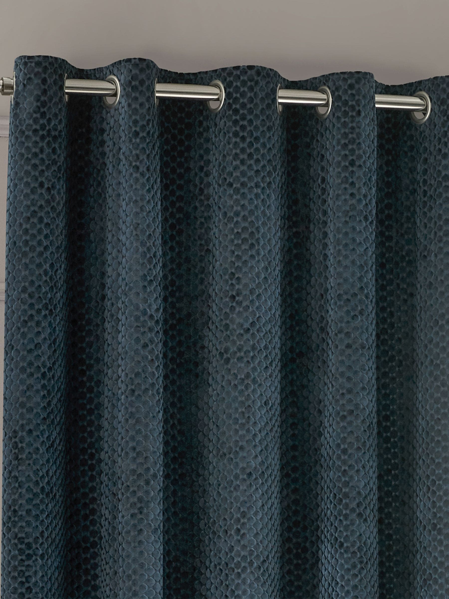 Paoletti Navy Blue Neptune Fully Lined Velvet Eyelet Curtains