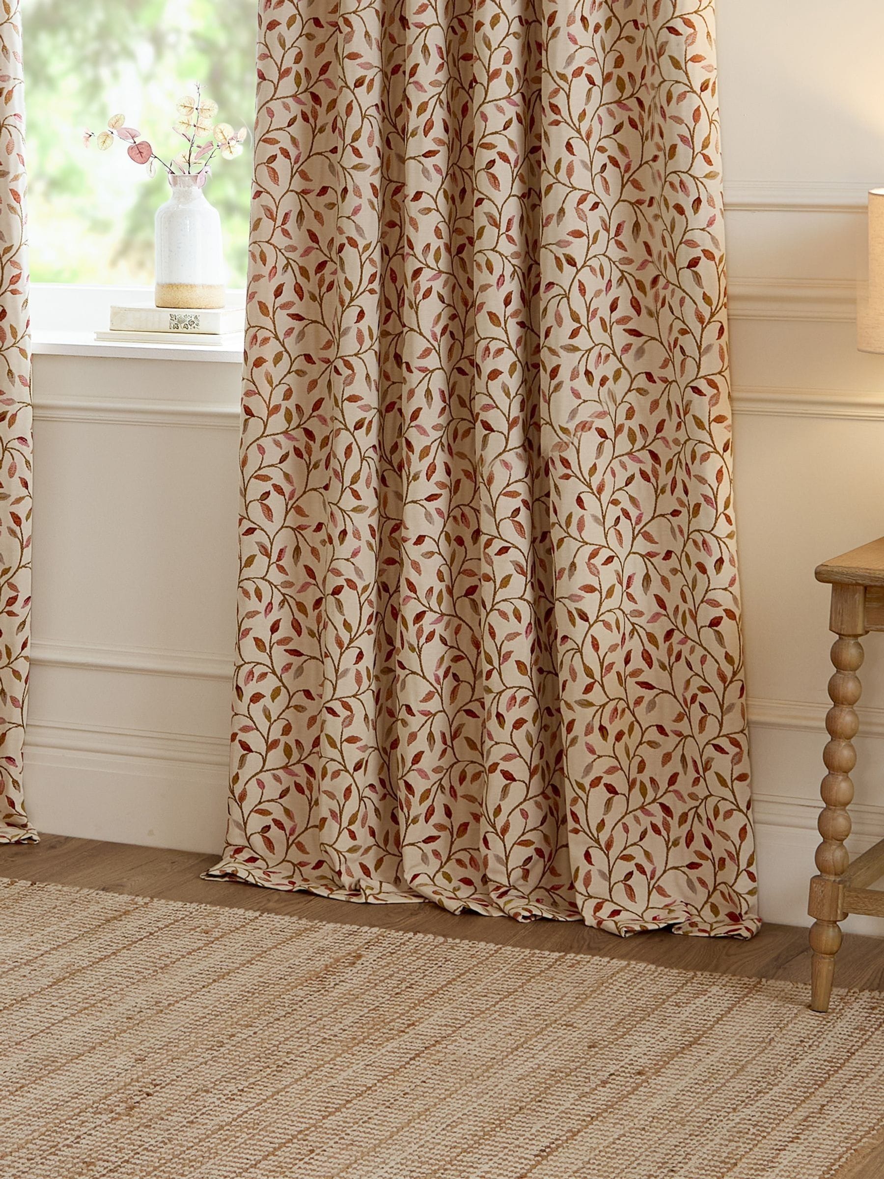Voyage Maison red floral jacquard pencil pleat curtains 229x183cm, imported from the UK