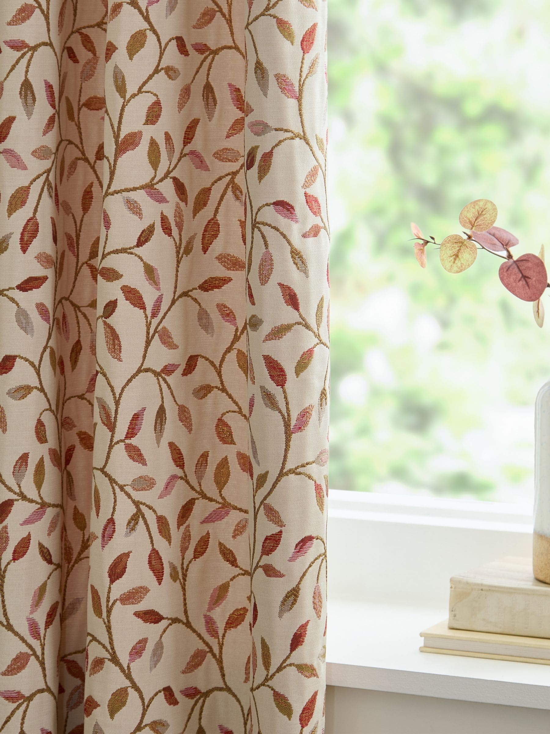 Voyage Maison red floral jacquard pencil pleat curtains 229x183cm, imported from the UK