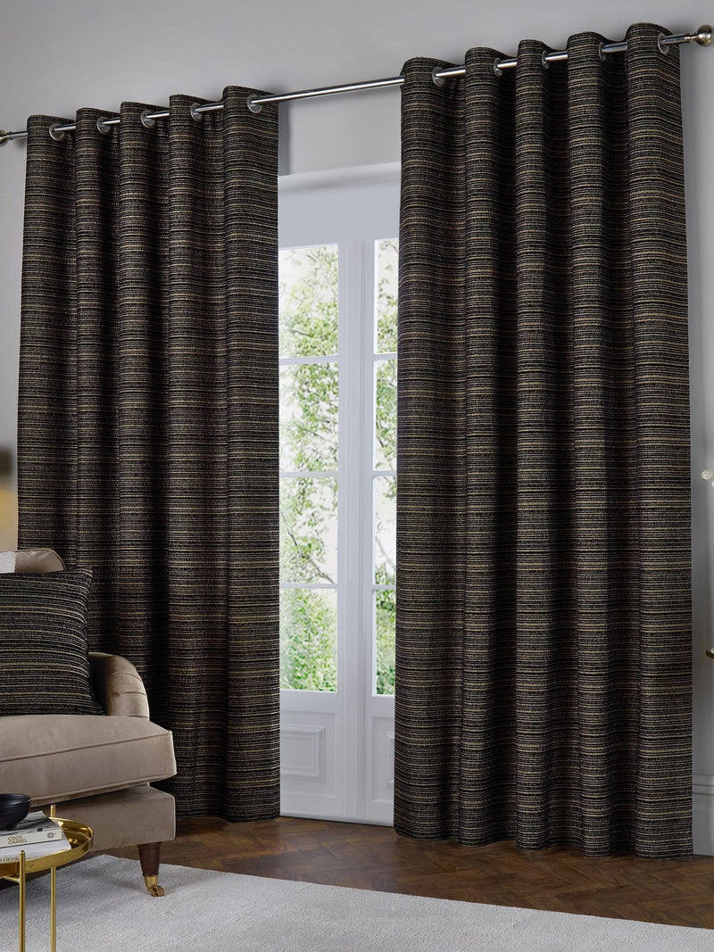 Paoletti Black Jupiter Chenille Curtains - British product