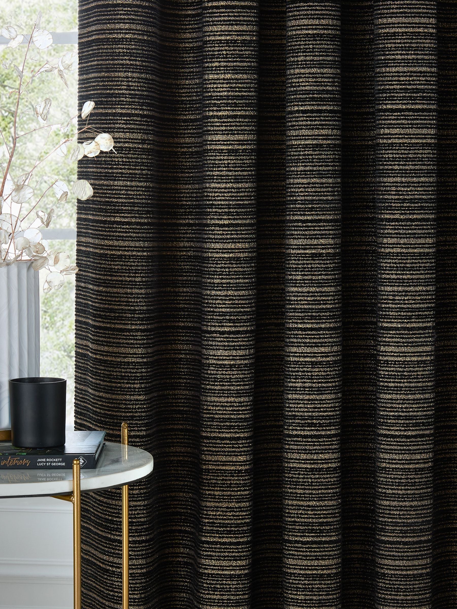 Paoletti Black Jupiter Chenille Curtains - British product